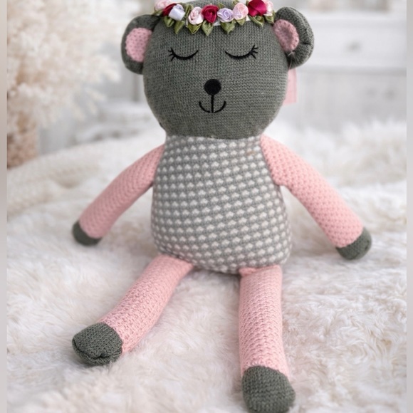 Burton + Burton Other - NWT Burton & Burton Crochet Bear Floral Crown Knit Nursery Decor Gift